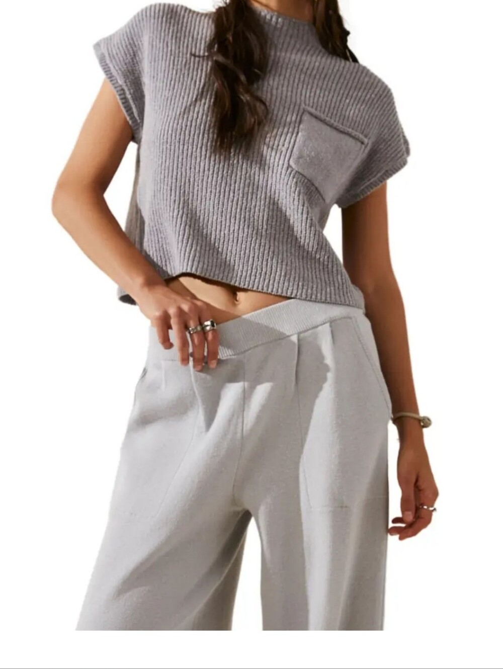 Free People FREYA beacj Sweater Set.  No Longer Available. Gray  Size S EuC